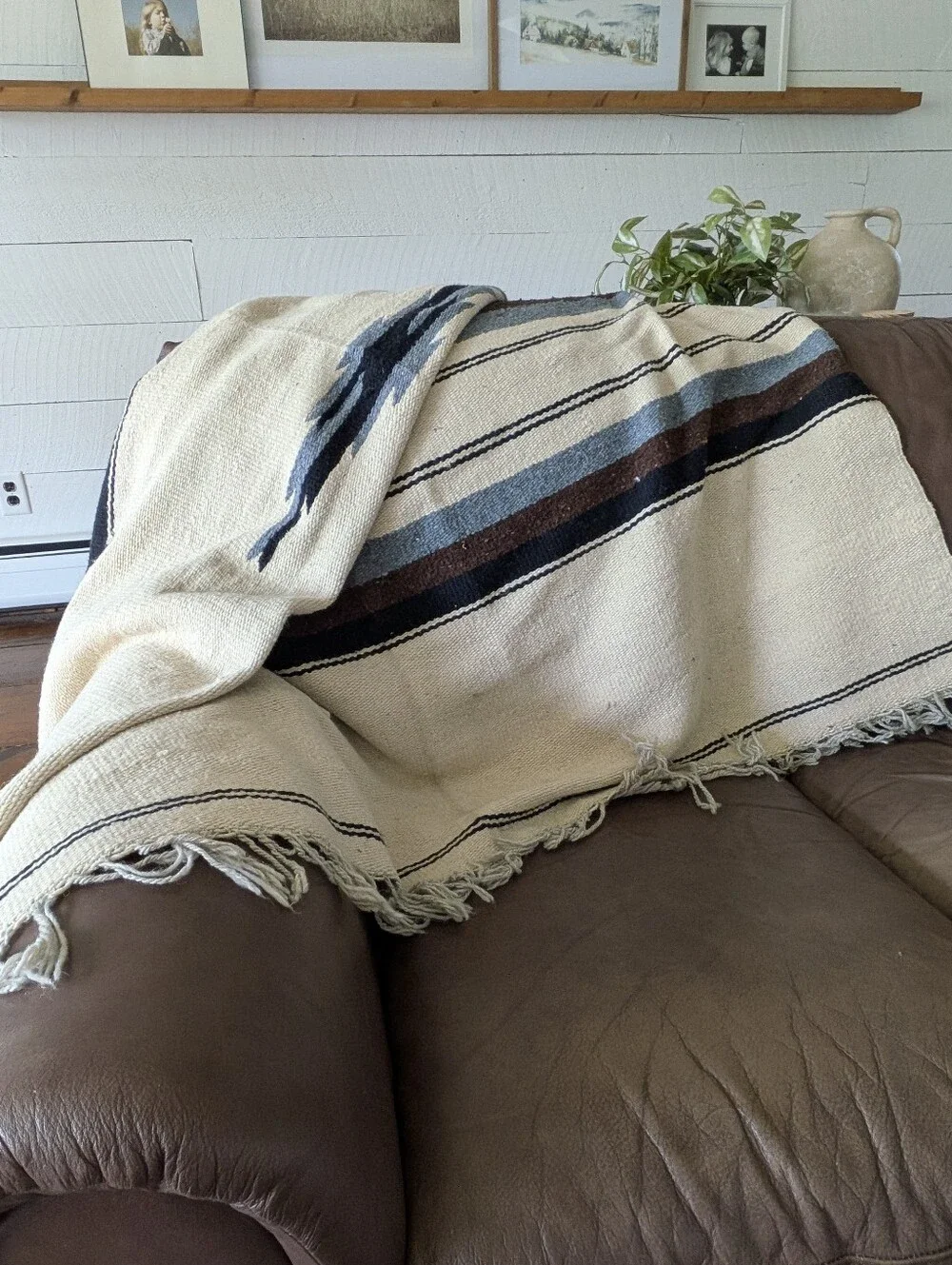 Vtg. Handmade Native American SOUTHWEST WOVEN WOOL BLANKET Throw 81